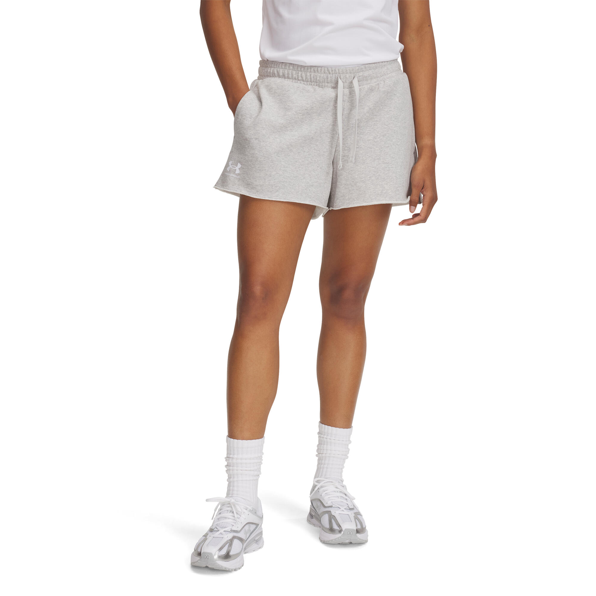 Under Armour - Short Femme Under Armour Rival Terry - Short - Blanc|gris - Decathlon