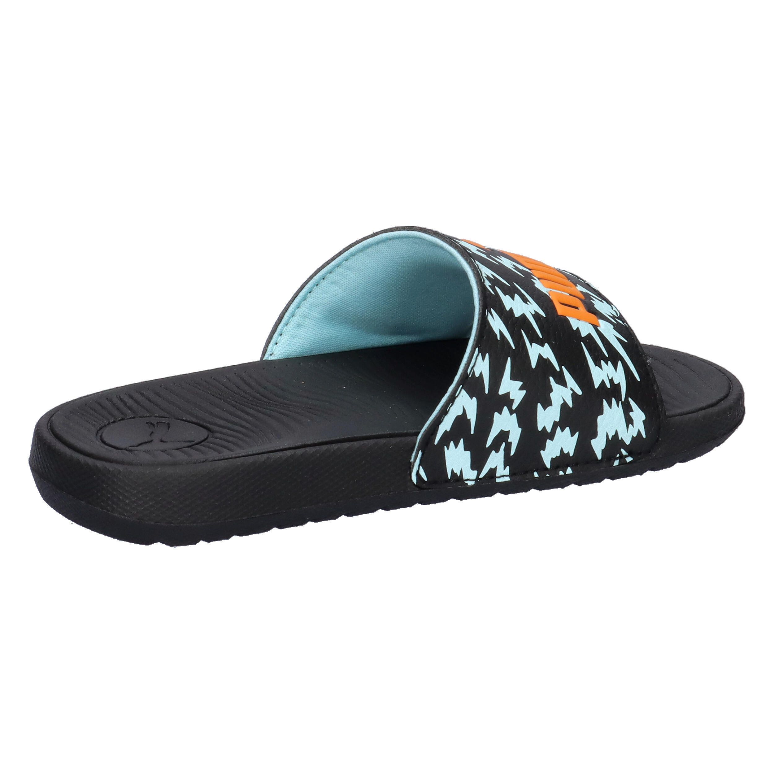 Cool Cat 2.0 Poised 2 Race Slides Kinder PUMA Black Orange Glo Safe Lake Blue 15/15