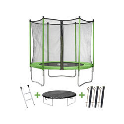 Yoopi trampoline - Ø 3,05 m - met net + ladder + afdekking + verankeringsset