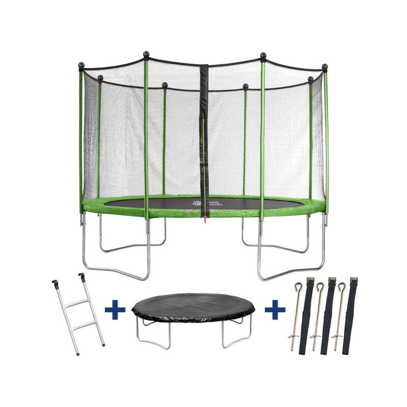 Trampoline Yoopi - Ø 4,25 m - met net + ladder + deksel + verankeringsset