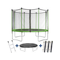 Trampoline Yoopi - Ø 4.25 m - Avec filet + échelle + couverture + kit d'ancrag