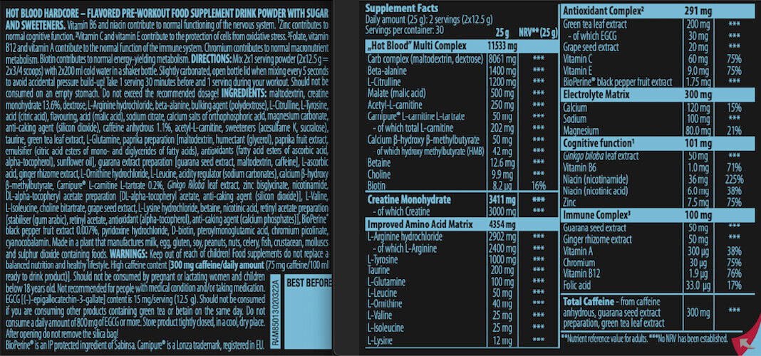 Hot Blood Hardcore - 375g Sinaasappel Scitec Nutrition 3/5
