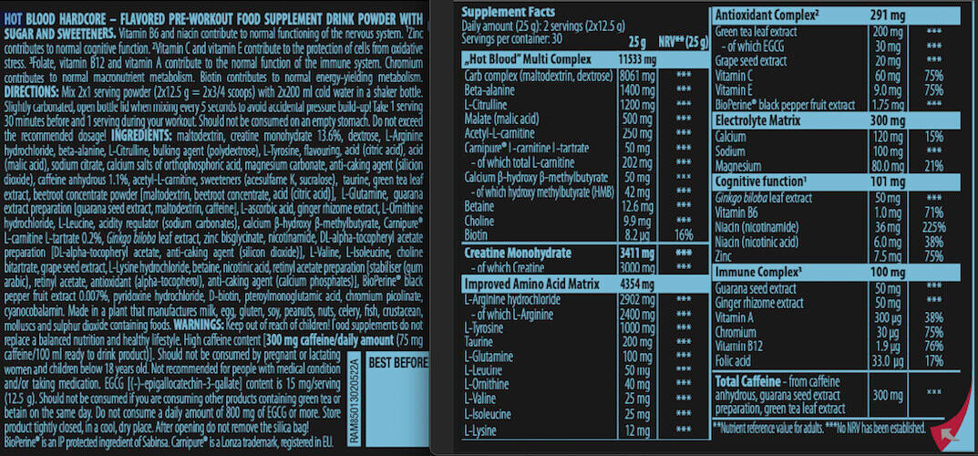 Pre-workout - Hot Blood Hardcore - Limonade Rose 3/3