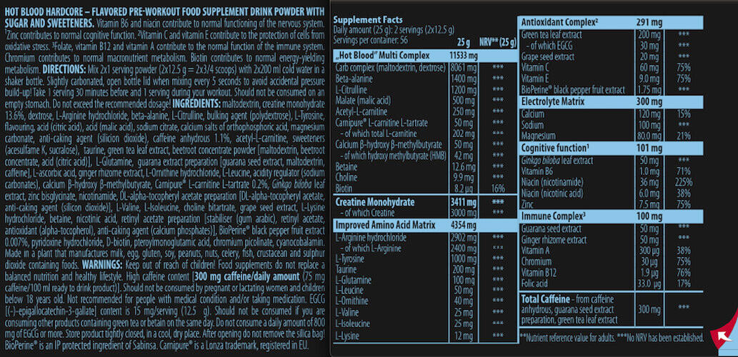 Pre-workout - Heet Bloed Hardcore (700g) - Roze Limonade 3/4