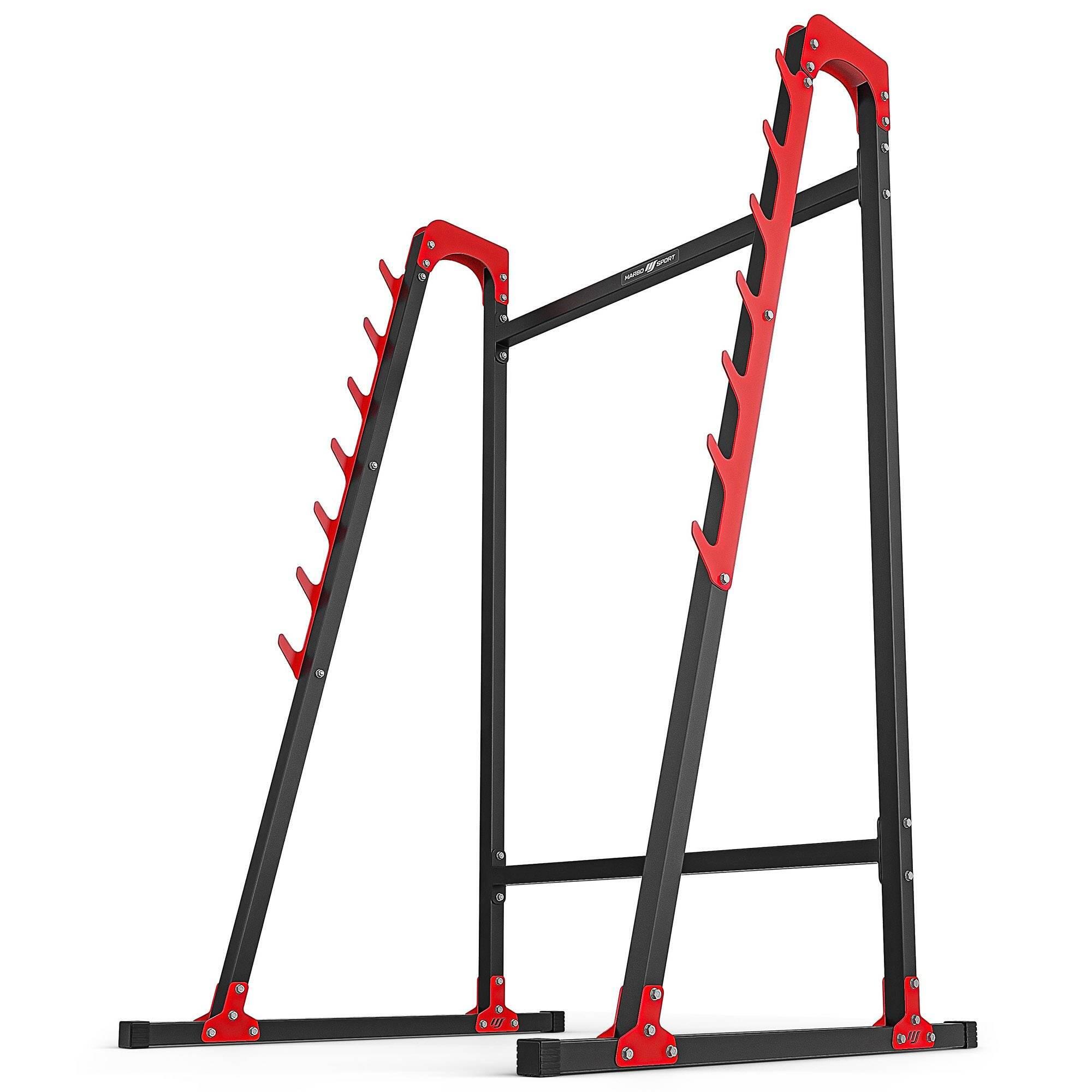 Ensemble d'entraînement avec banc réglable et supports d'haltères 3/4