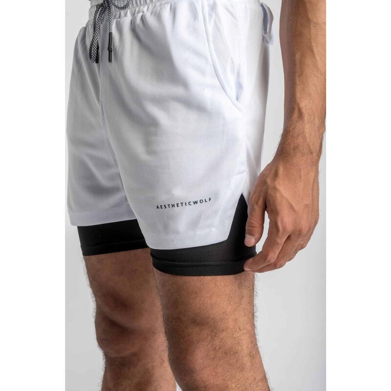 Pantalón Corto Utilitario Fitness - Hombre - Blanco