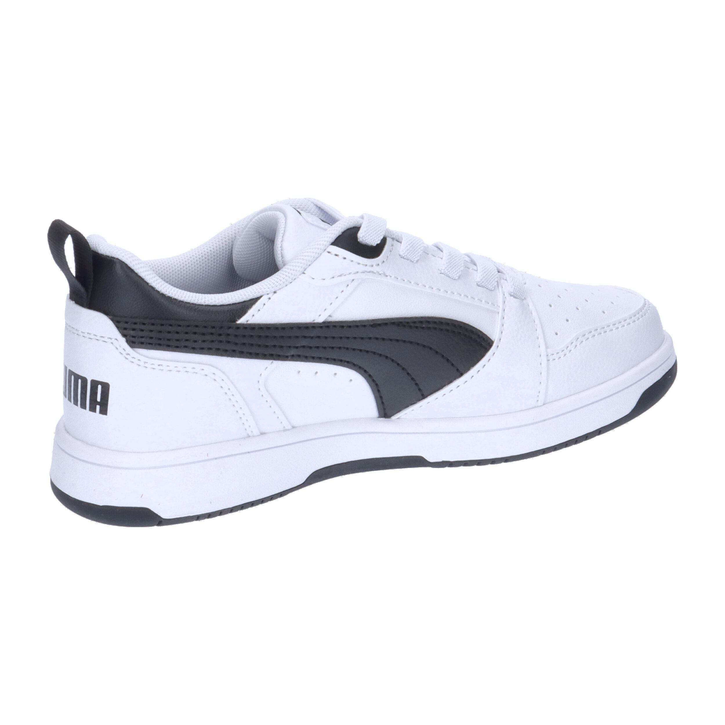 Puma Rebound V6 Lo AC PS Unisex Kinder Sneaker 396742 02 weiß/schwarz 15/15
