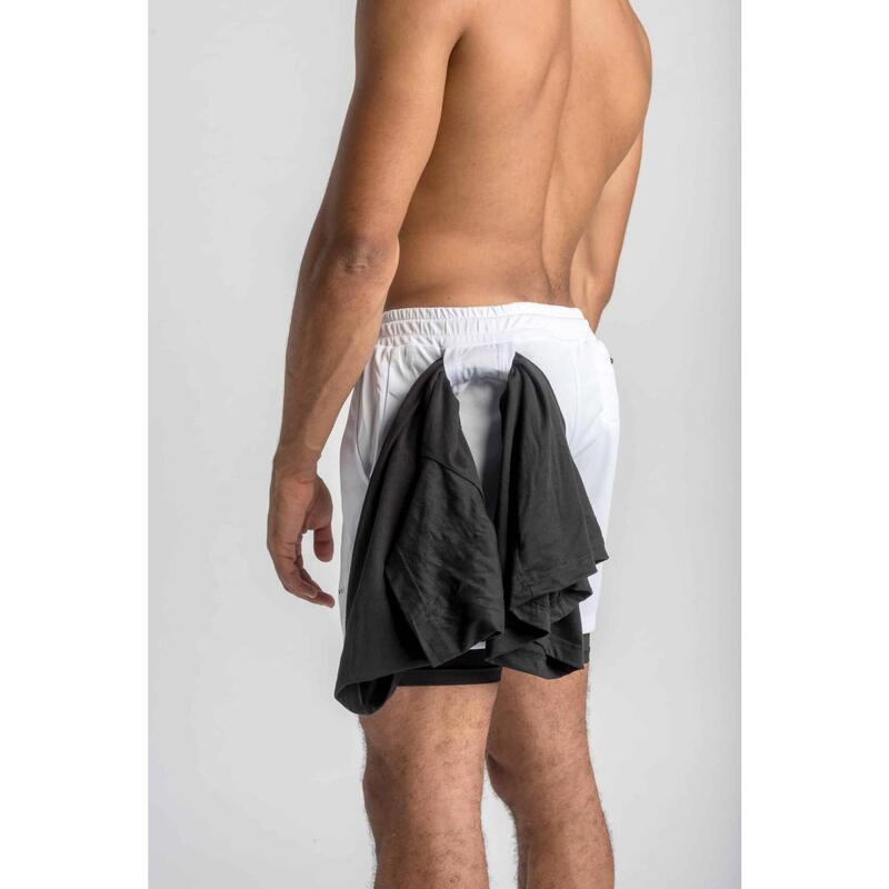 Pantalón Corto Utilitario Fitness - Hombre - Blanco