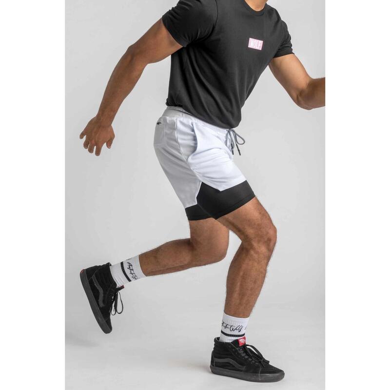 Pantalón Corto Utilitario Fitness - Hombre - Blanco