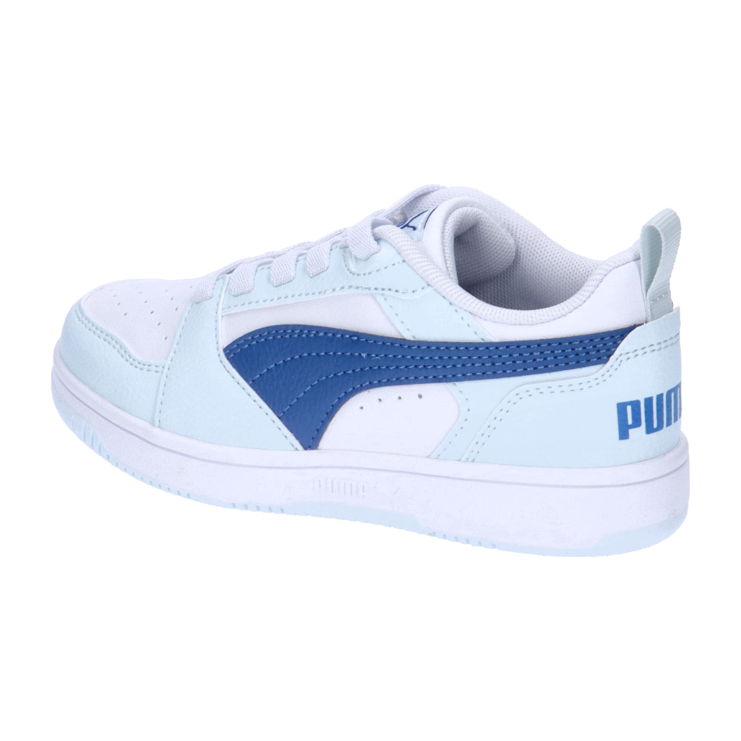 Puma Rebound V6 Lo AC PS Unisex Kinder Sneaker 396742 10 weiss blau 3/7