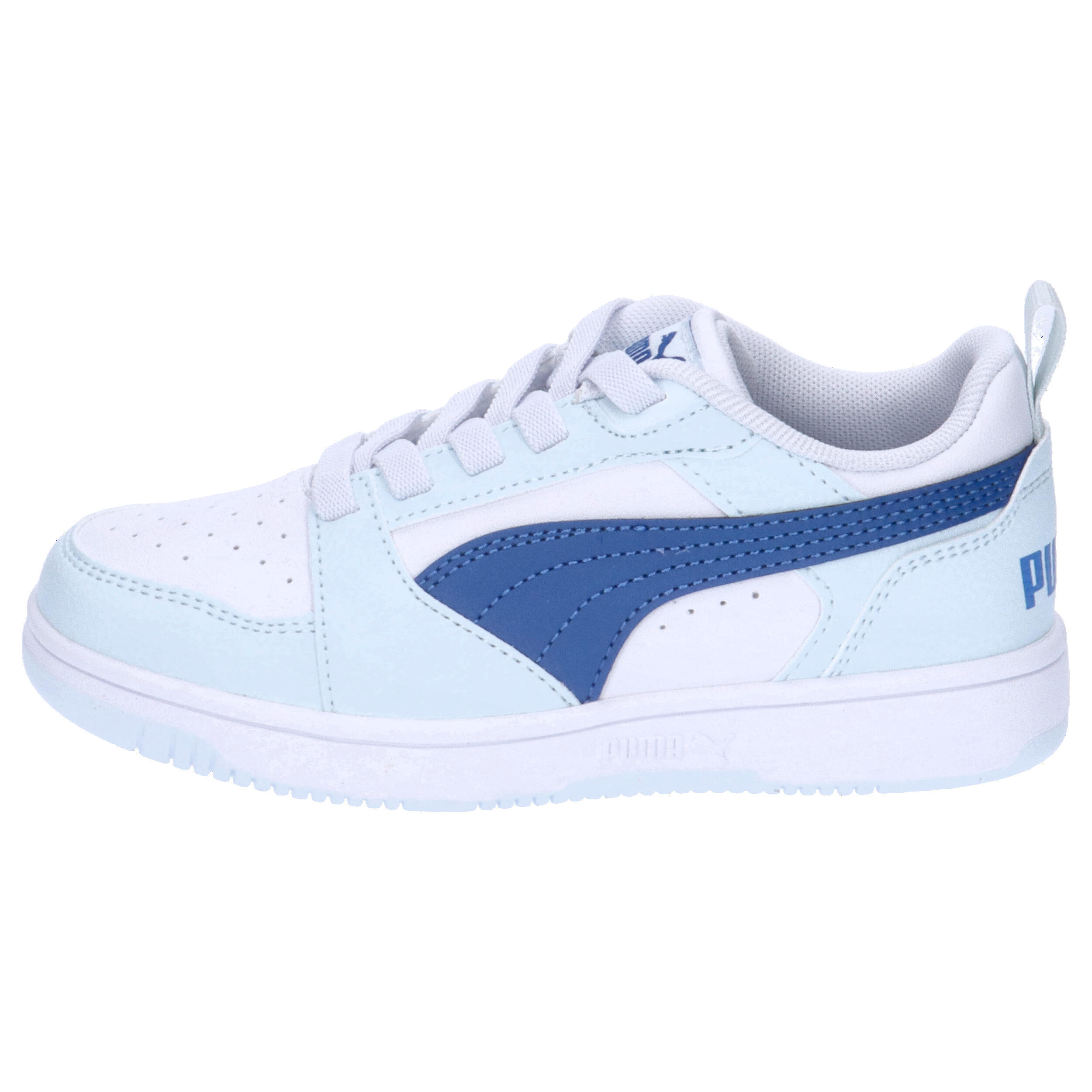 Puma Rebound V6 Lo AC PS Unisex Kinder Sneaker 396742 10 weiss blau 2/7