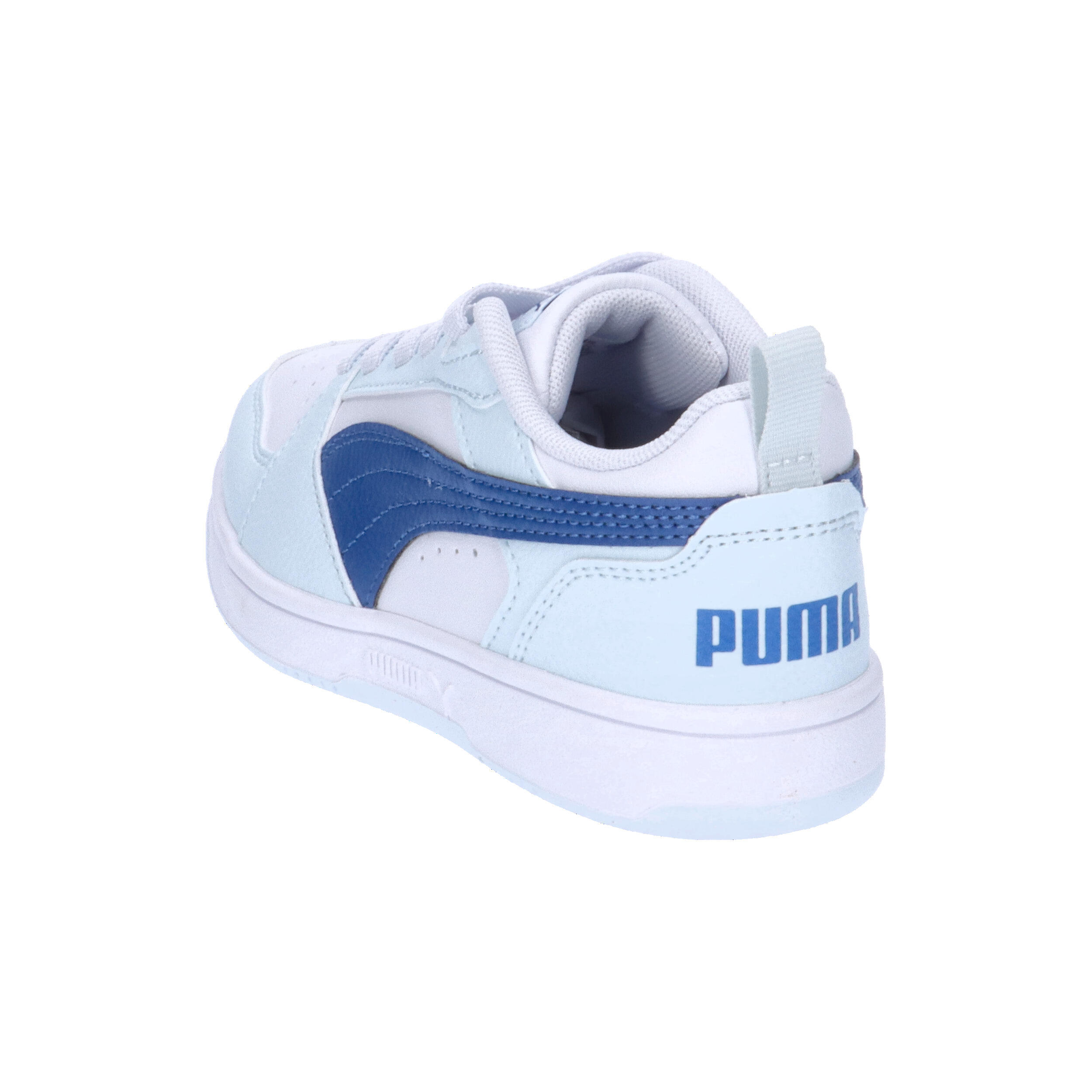 Puma Rebound V6 Lo AC PS Unisex Kinder Sneaker 396742 10 weiss blau 4/7