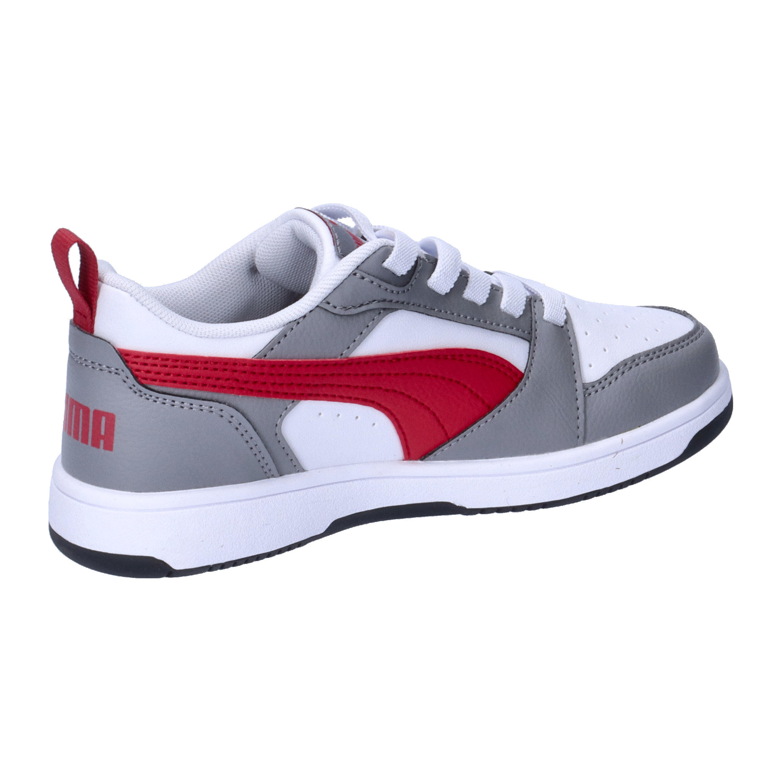 Puma Rebound V6 Lo AC PS Unisex Kinder Sneaker 396742 09 weiß/grau/rot 7/7