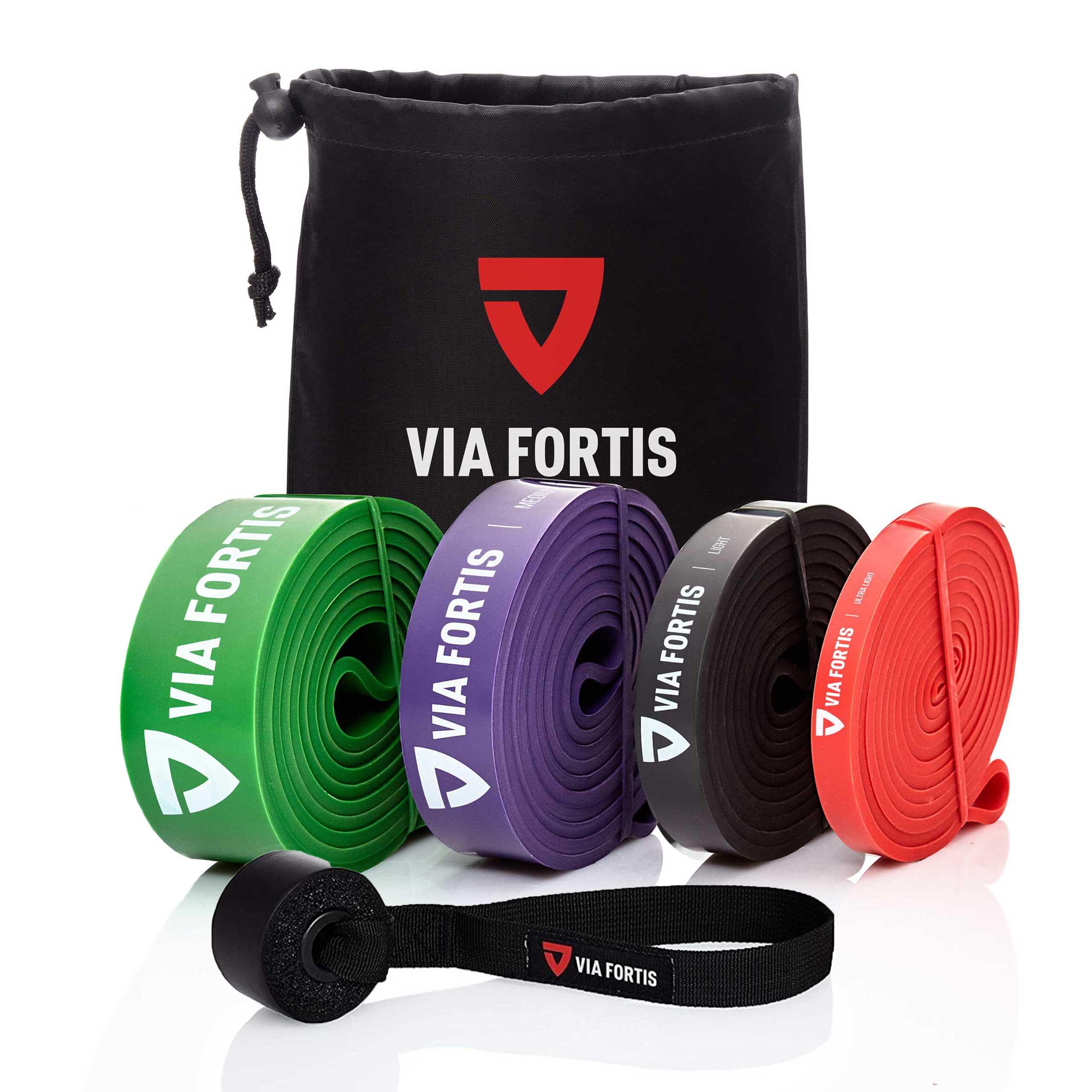 VIA FORTIS Elastikband mit Übungsanleitung für Fitness, Gymnastik, Dehnung