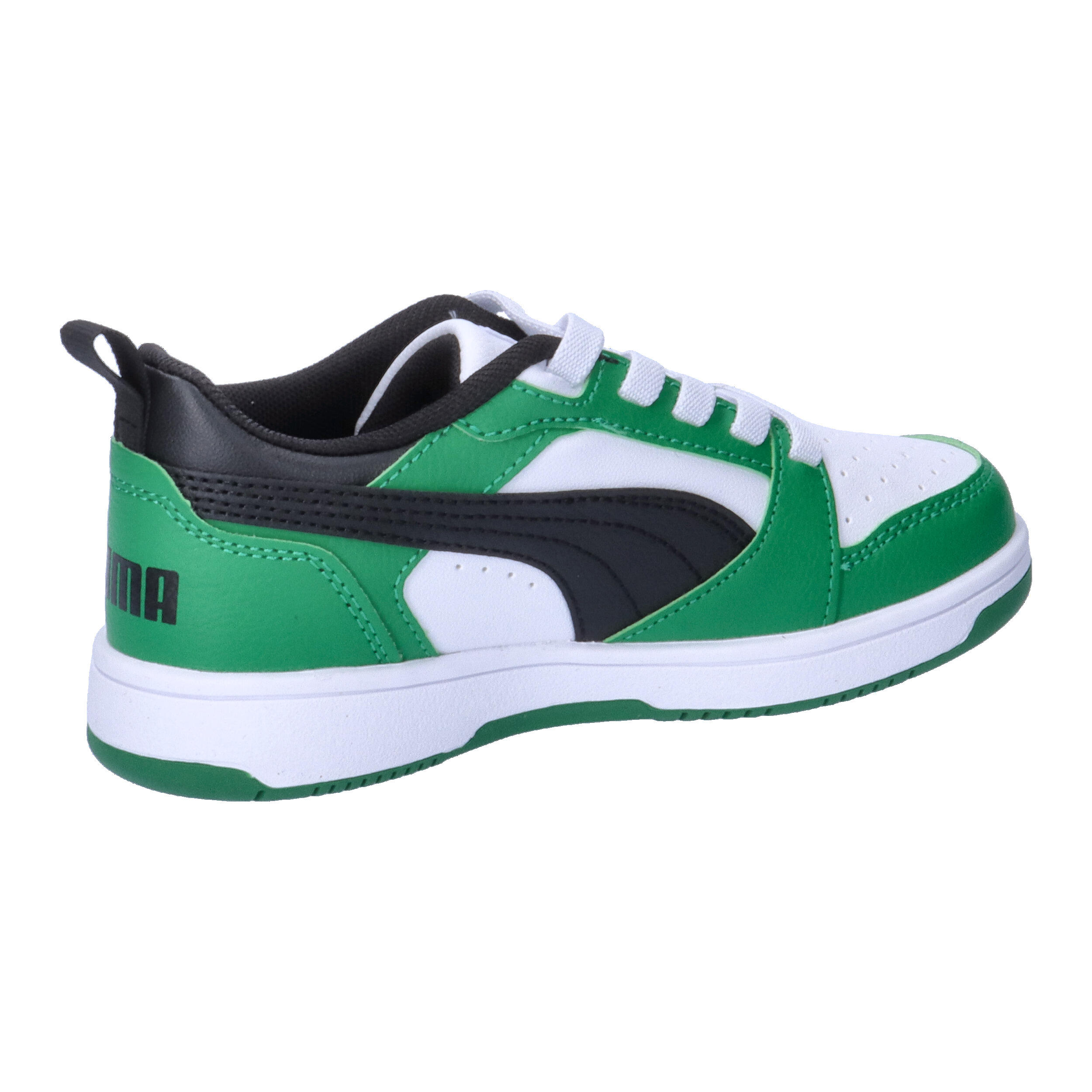 Puma Rebound V6 Lo AC PS Unisex Kinder Sneaker 396742 05 weiß/schwarz/grün 7/7