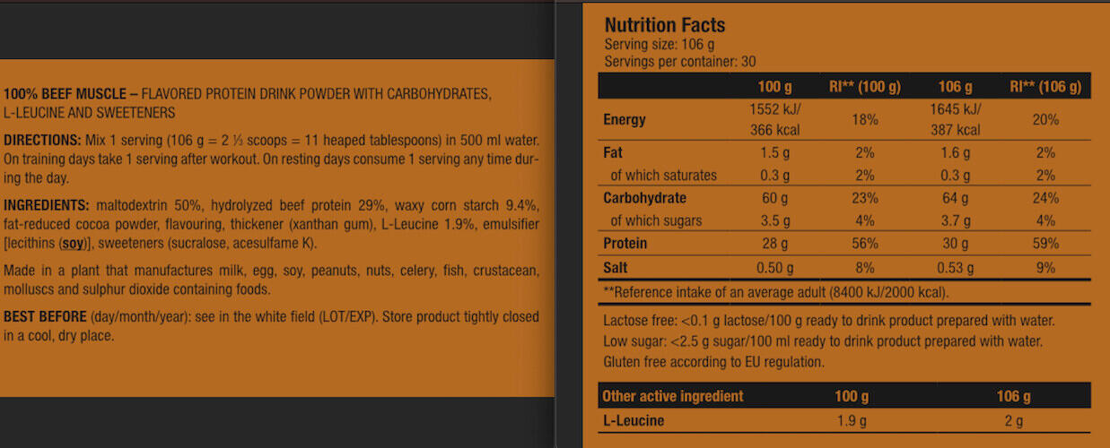 Hard gainer - 100% Beef Muscle - Cioccolato 3180g 3/5