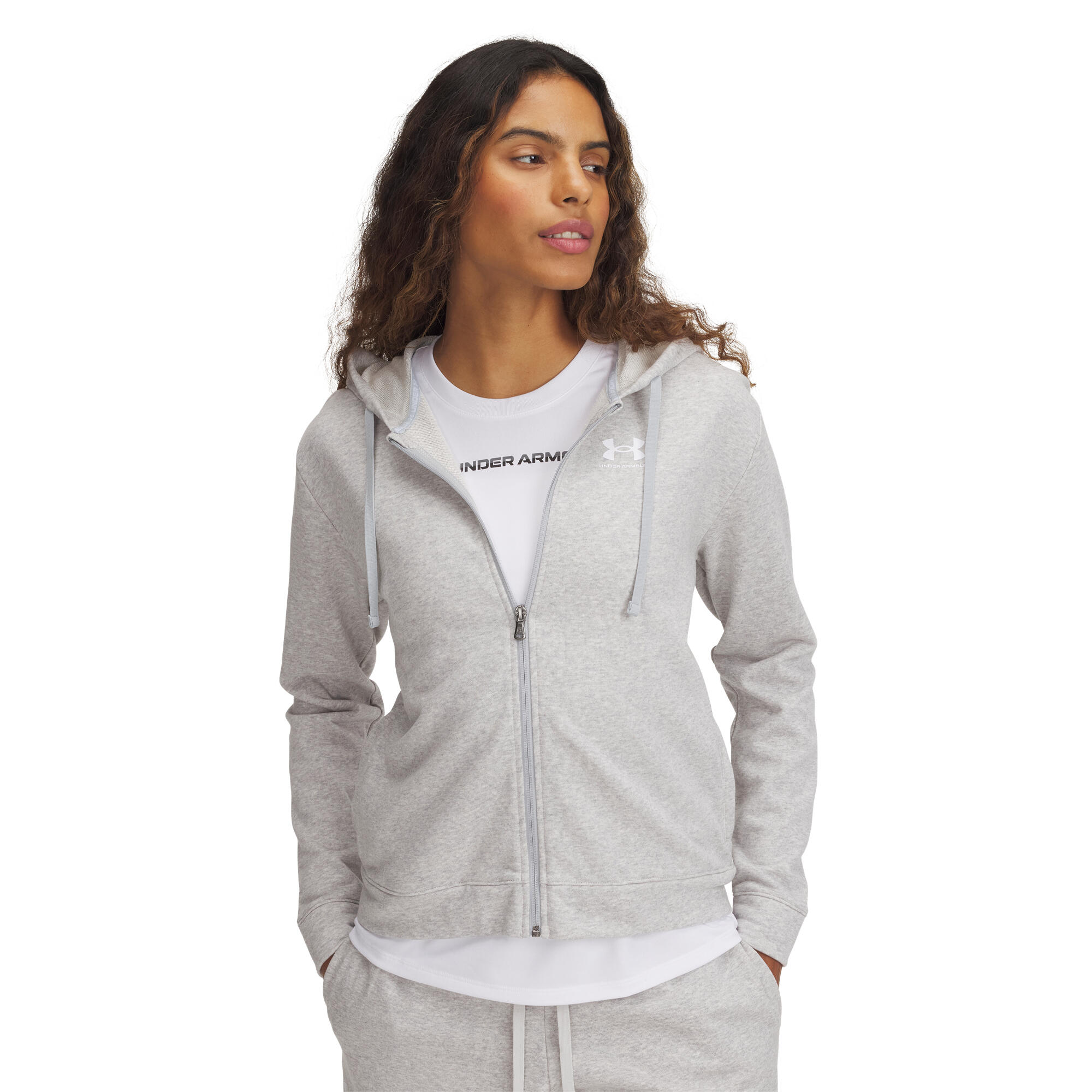 Under Armour - Sweatshirt Zippé Femme Under Armour Rival Terry - Veste De Concours - Blanc|gris - Decathlon