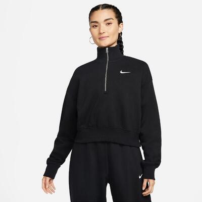 Sweatshirt vrouw nike phoenix halfzip zwart