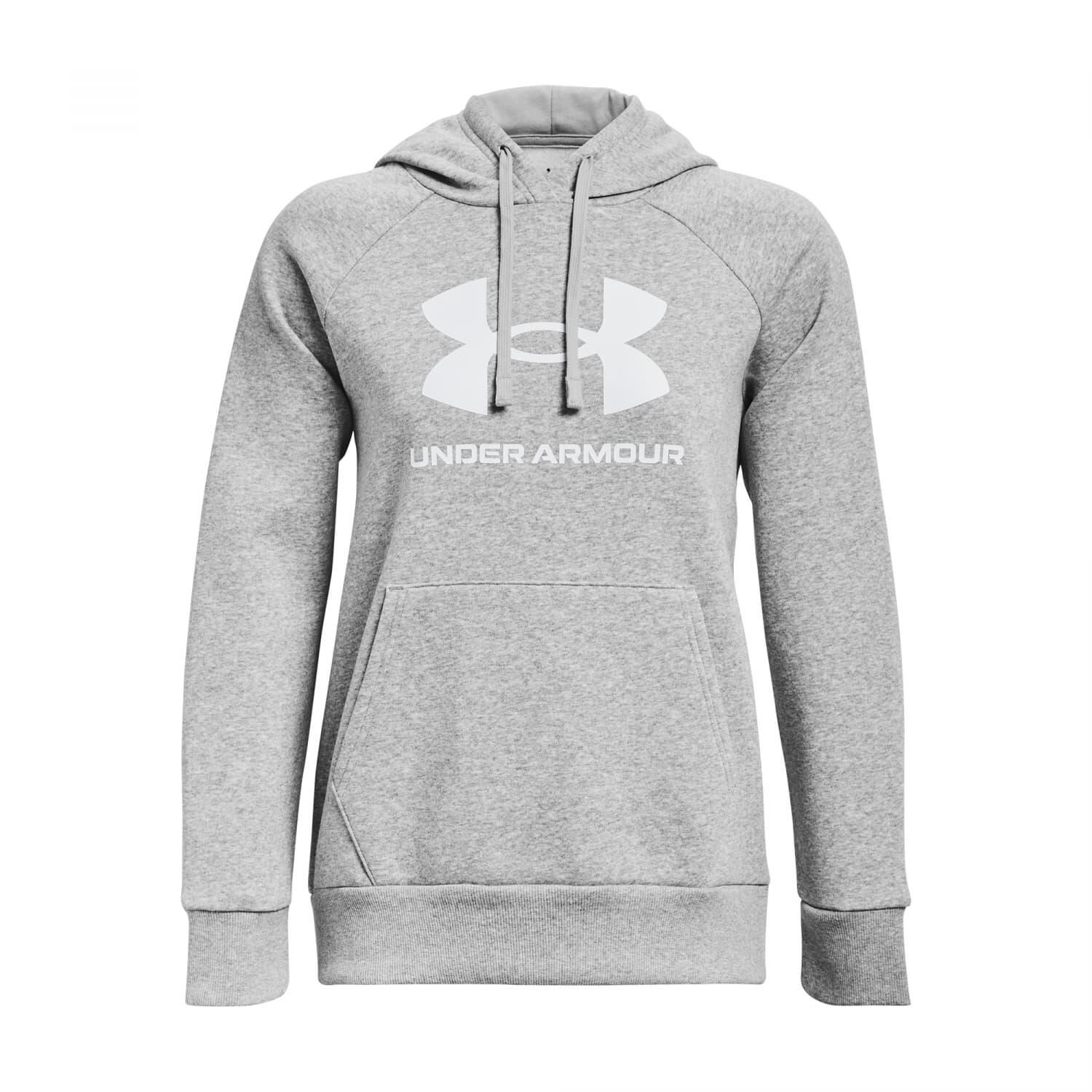 Under Armour - Sweatshirt À Capuche Femme Under Armour Rival Fleece Big Logo - Pull - Blanc|gris - Decathlon