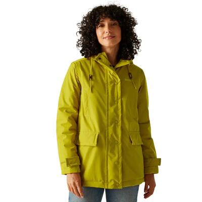 Dames orla kiely effen halflang waterdicht jasje (antiek mos)