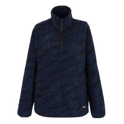 Dames frankie abstract borg half zip fleece jas (marine, zwart)