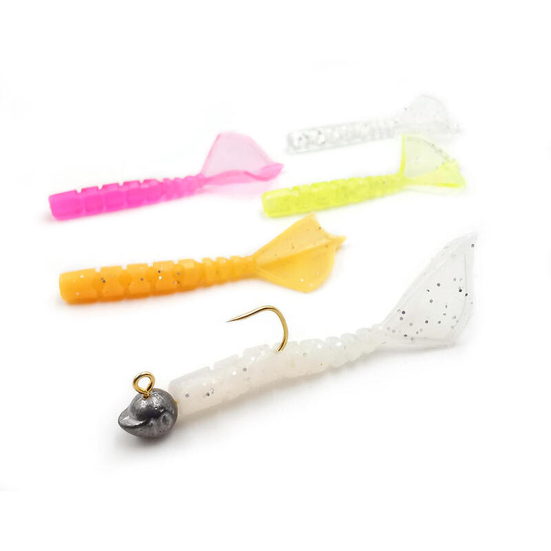 GRUB MUSTAD AJI MICRO HILA 4,3 CM ORANGE GLOW GLITTER, 12 BUC / PLIC