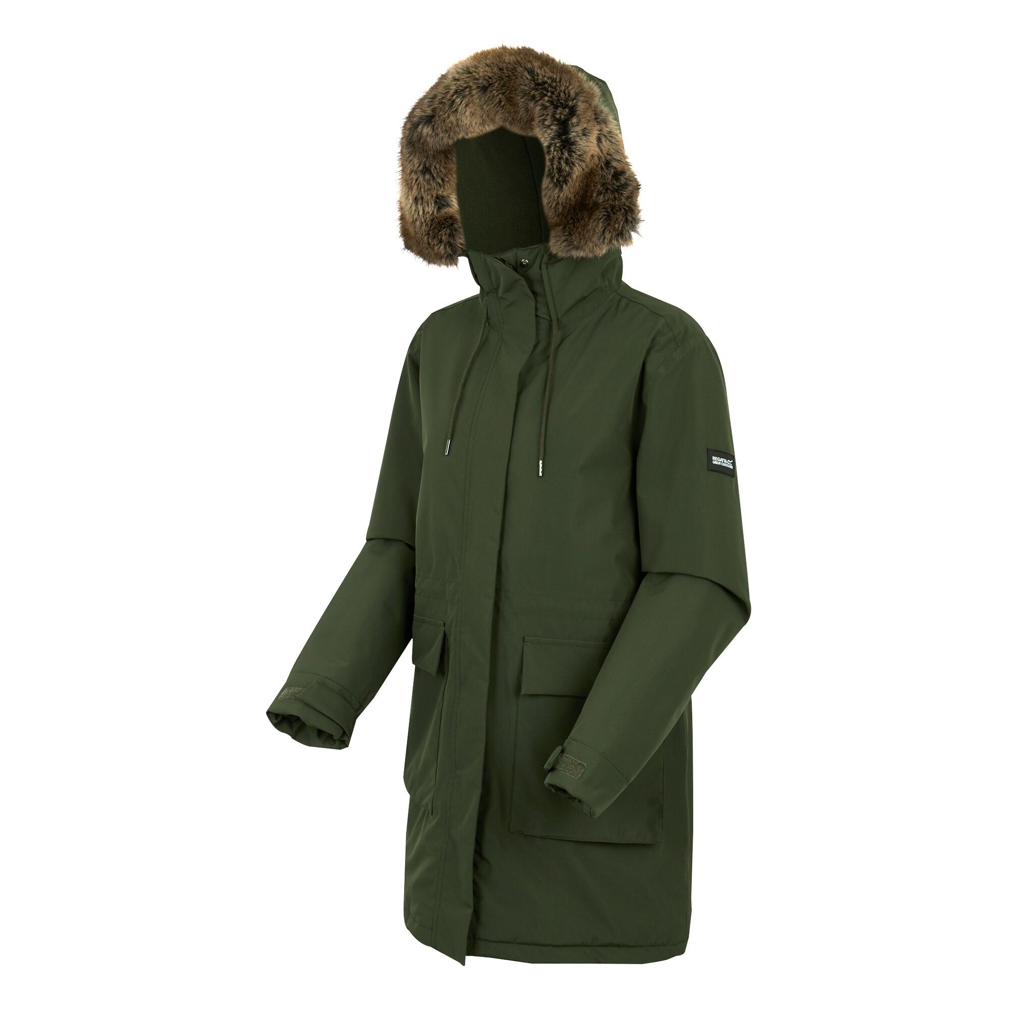 Chaqueta Impermeable Sabinka para Mujer Caqui Oscuro 3/5