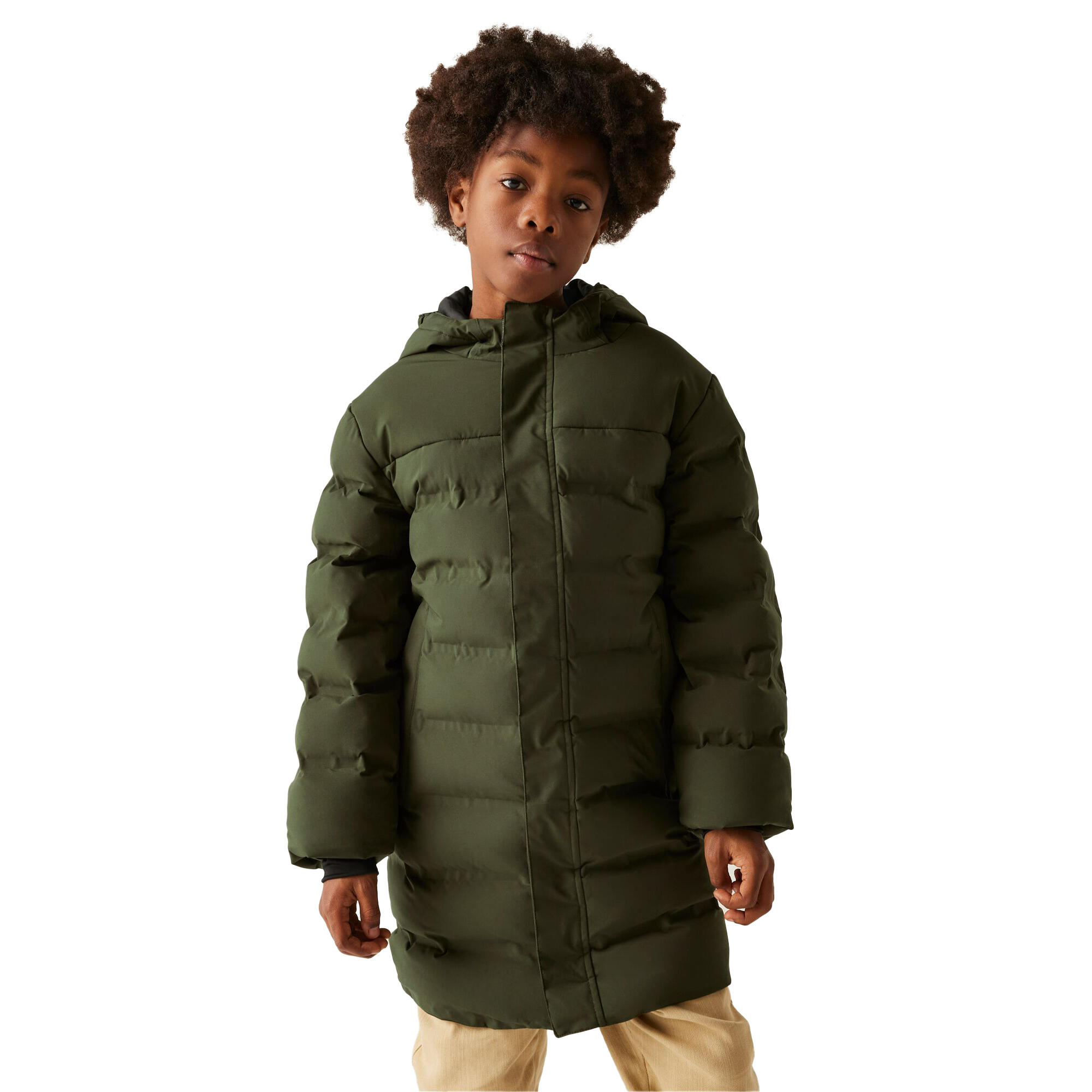 "Wander" Steppjacke für Kinder Dunkel-Khaki 4/5
