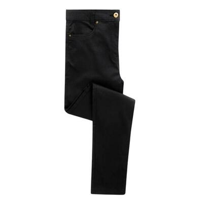 Dames performance denim look chino's (houtskool)