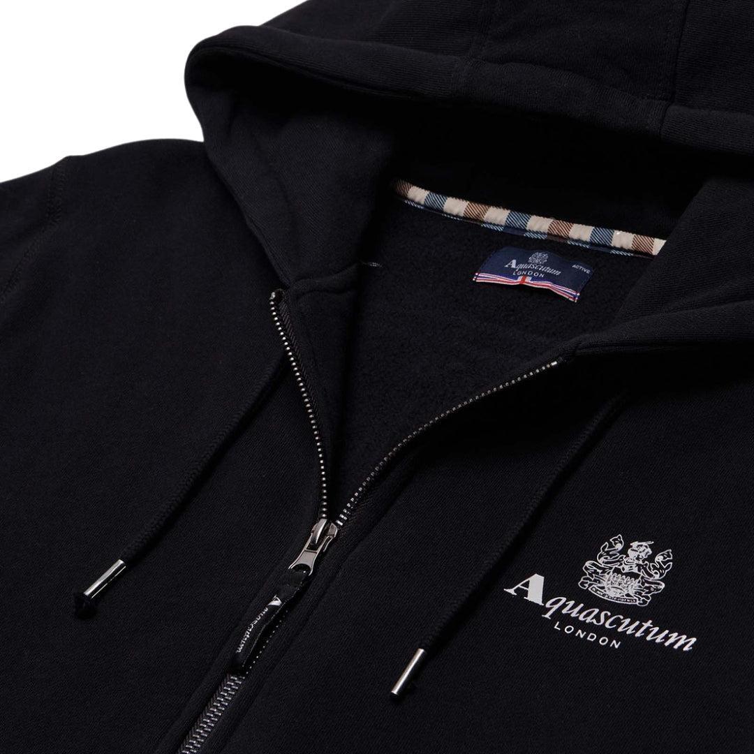 Mens Active Small Logo Full Zip Hoodie (Black) 3/4