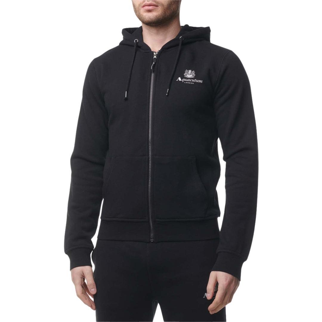 Mens Active Small Logo Full Zip Hoodie (Black) 4/4