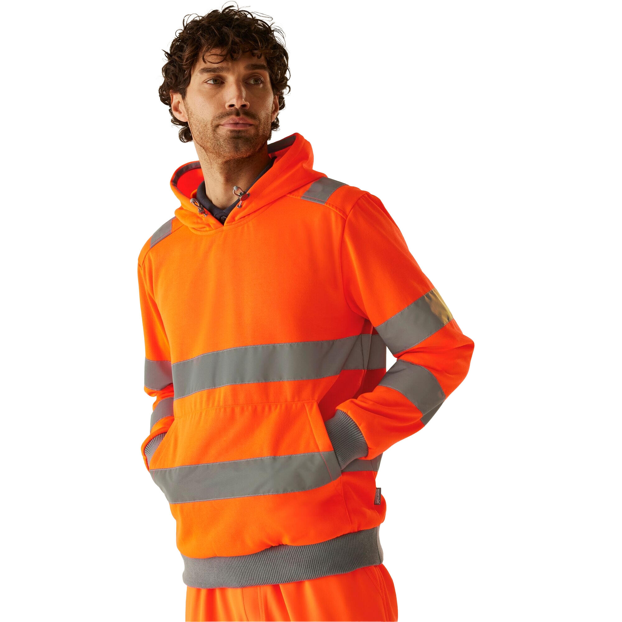 Sweat À Capuche Motif/style Haute Visibilité PRO CONTRACT Homme (Orange) 4/4