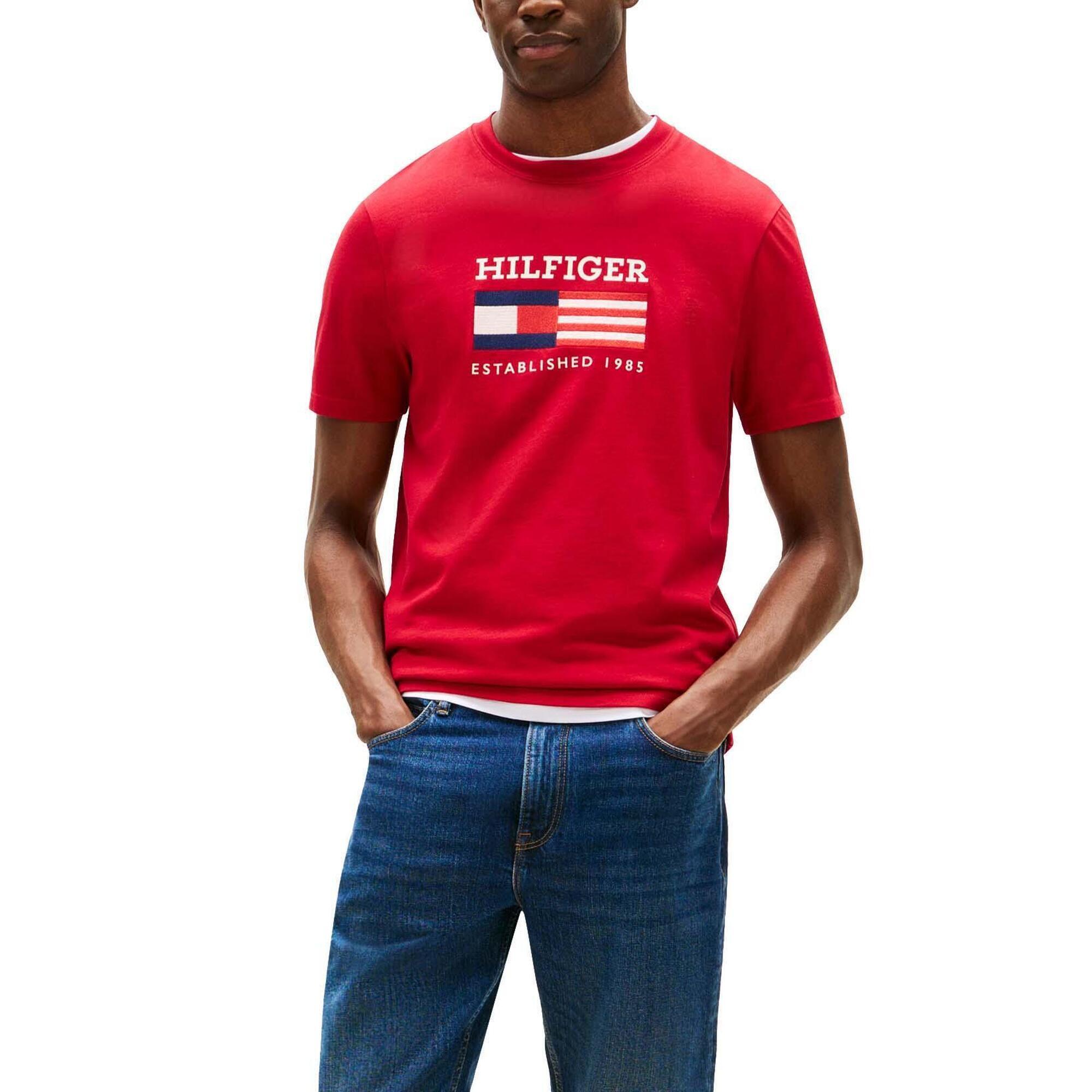 Tommy Hilfiger - T-shirt Uomo Americana Monotype Flag Box - Maillot Manches Courtes - Rouge - Decathlon