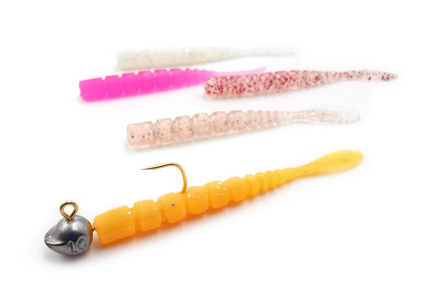GRUB MUSTAD AJI MICRO FLA 5 CM CLEAR RAINBOW GLITTER, 15 BUC / PLIC