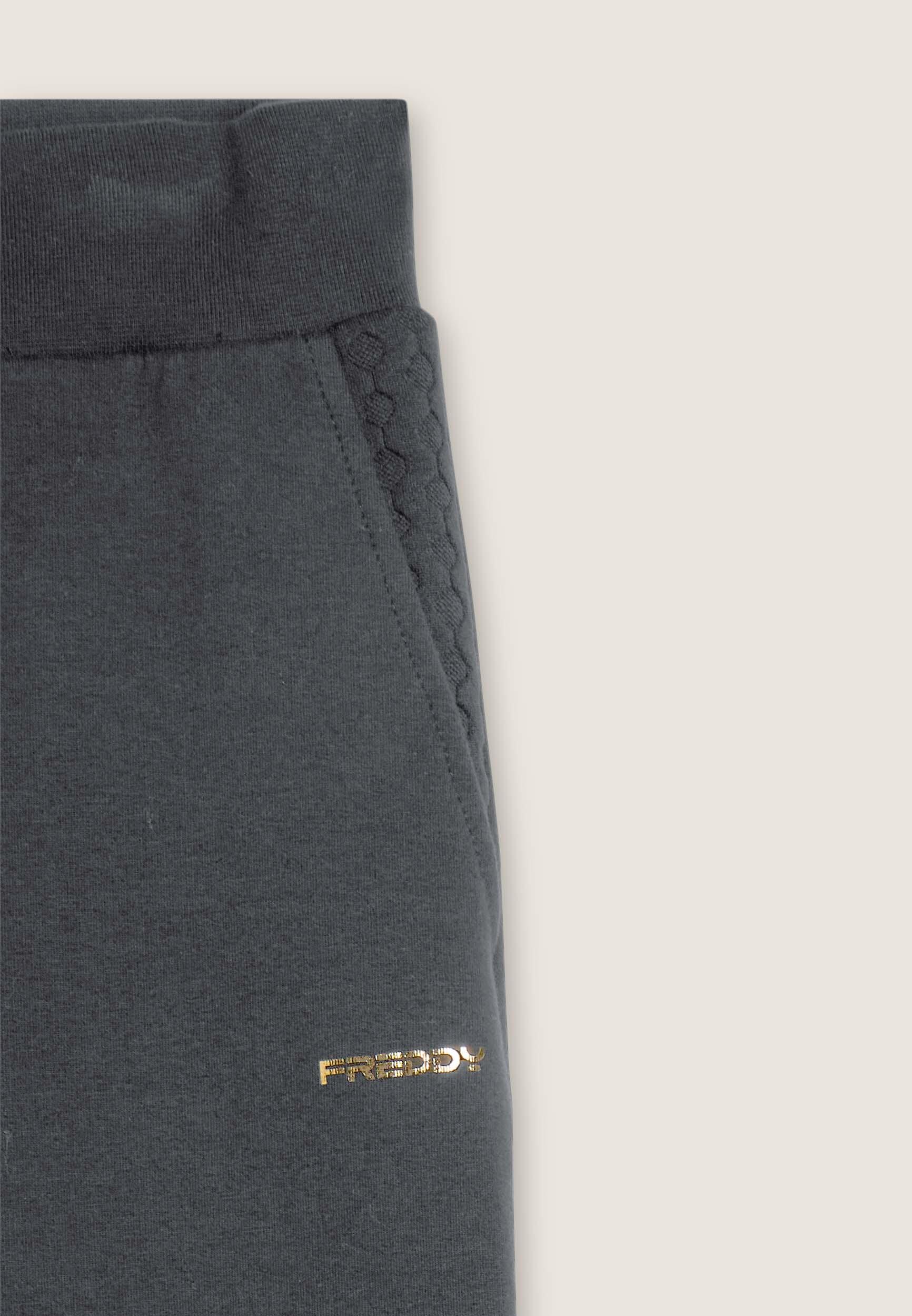 Pantaloni regular in felpa garzata con dettagli a trecce 3/3