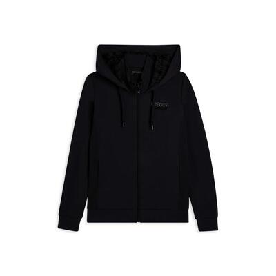 Felpa con cappuccio collo alto e inserti in costina