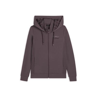 Felpa con cappuccio collo alto e inserti in costina