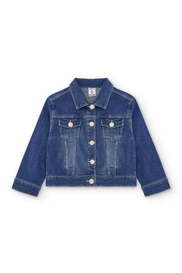Cazadora vaquera de niña | Denim azul con volante
