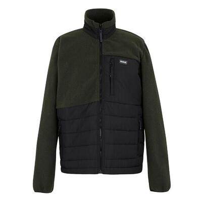 Heren frankie borg full zip hybride jas (zwart/donkere khaki)