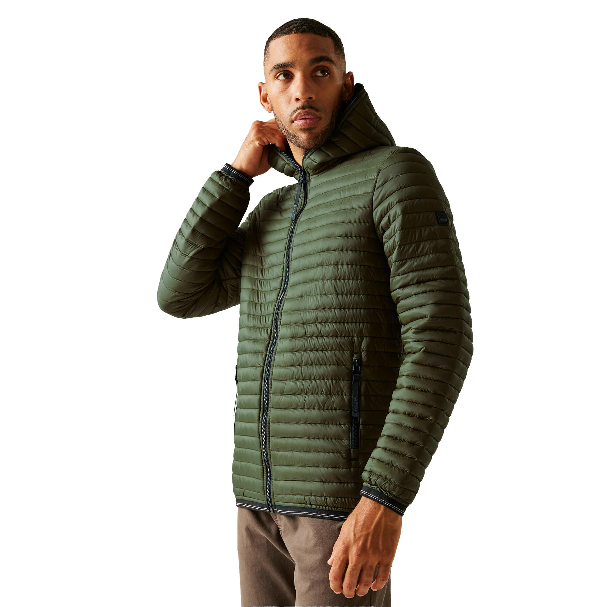 Veste Matelassée RIGAIN Homme (Vert Kaki Foncé / Noir) 4/5