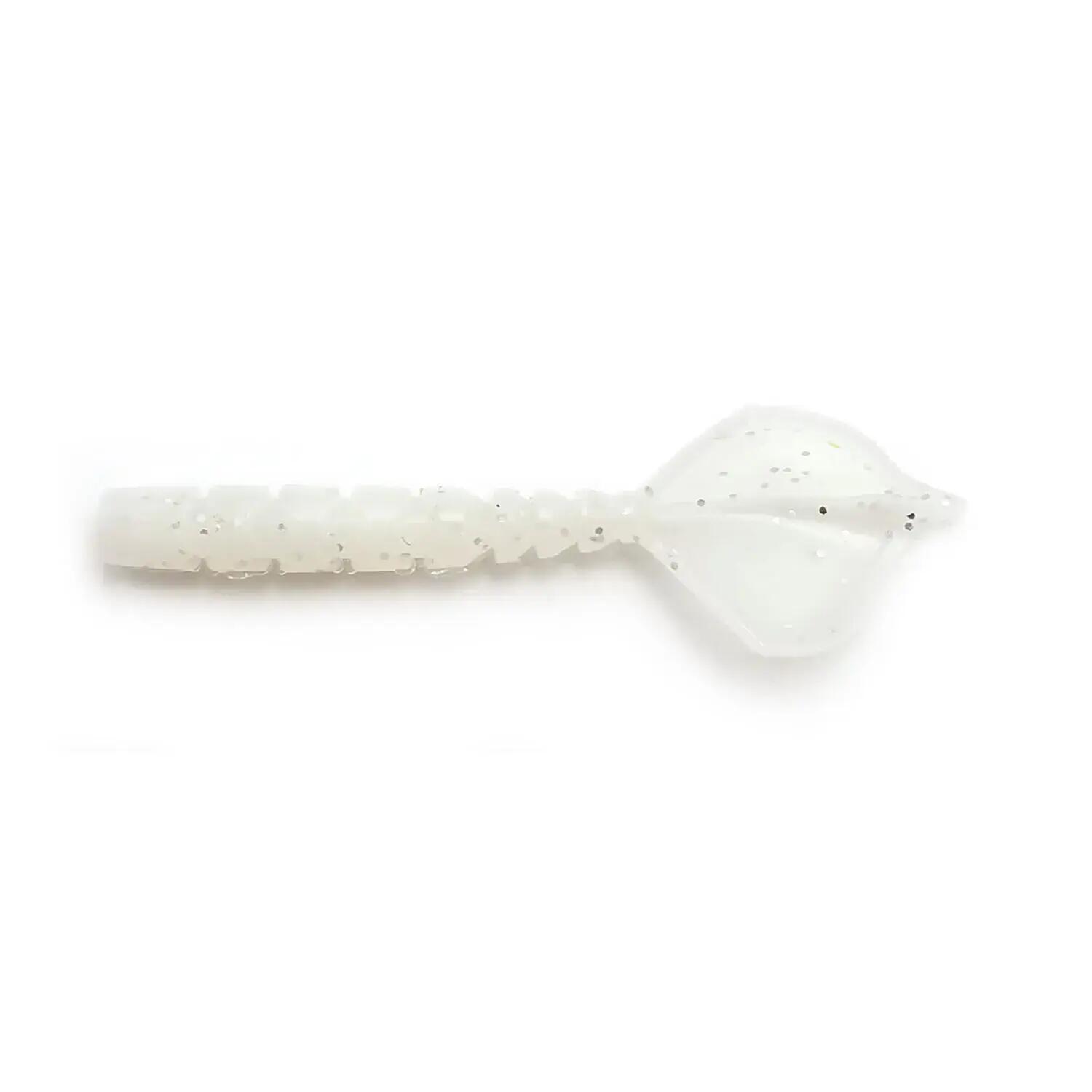 GRUB MUSTAD AJI MICRO HILA 4,3 CM WHITE GLOW GLITTER, 12 BUC / PLIC 1/4