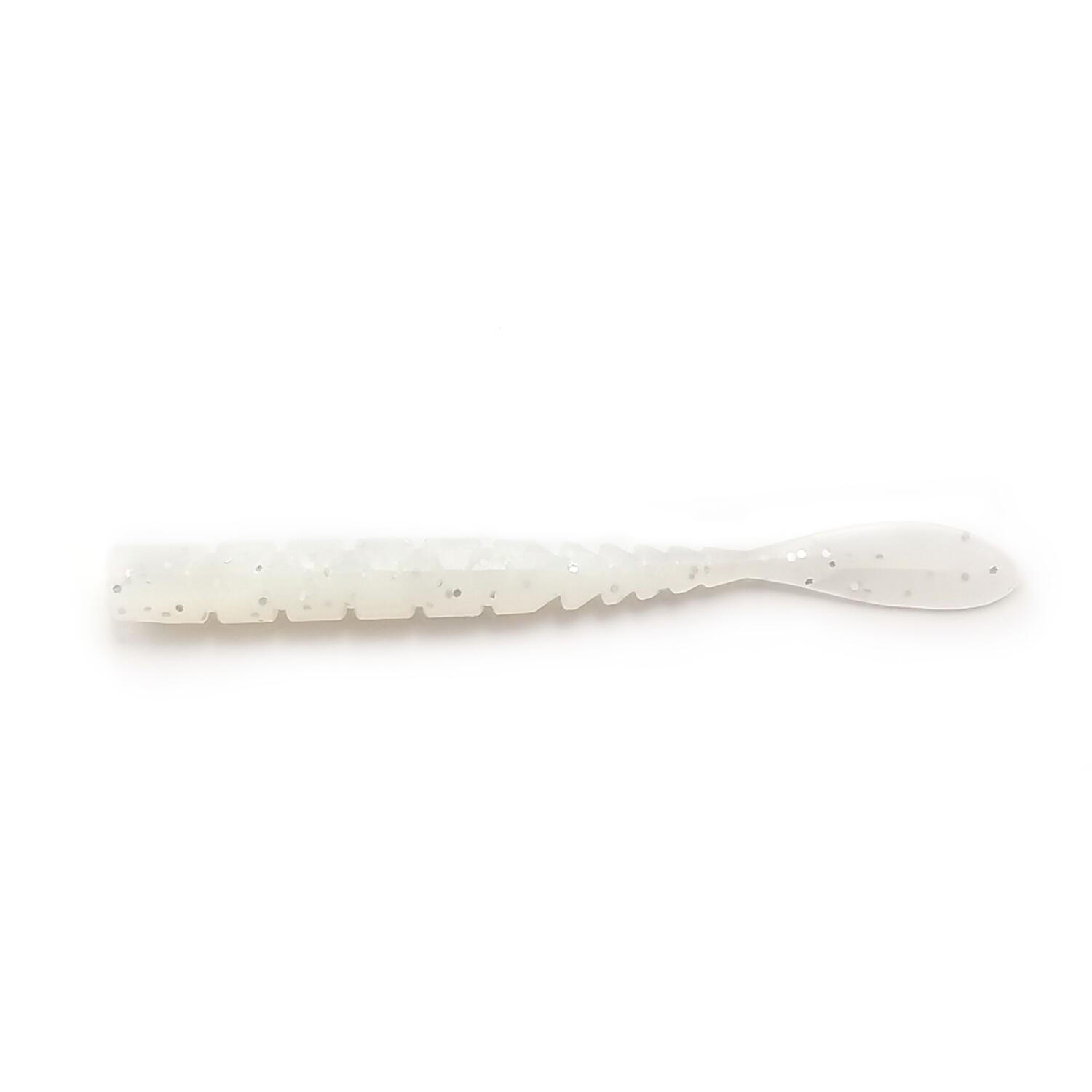 GRUB MUSTAD AJI MICRO FLA 5 CM WHITE GLOW GLITTER, 15 BUC / PLIC