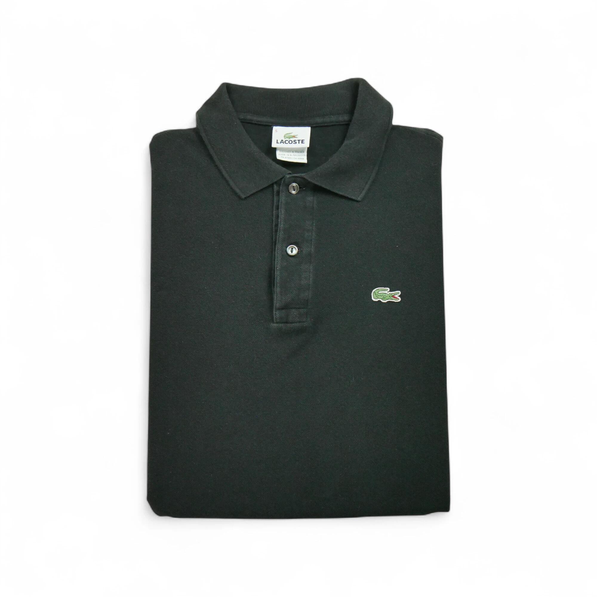 LACOSTE Segunda Vida - Camisa Polo Masculina de Manga Curta Preta - Em bom estado