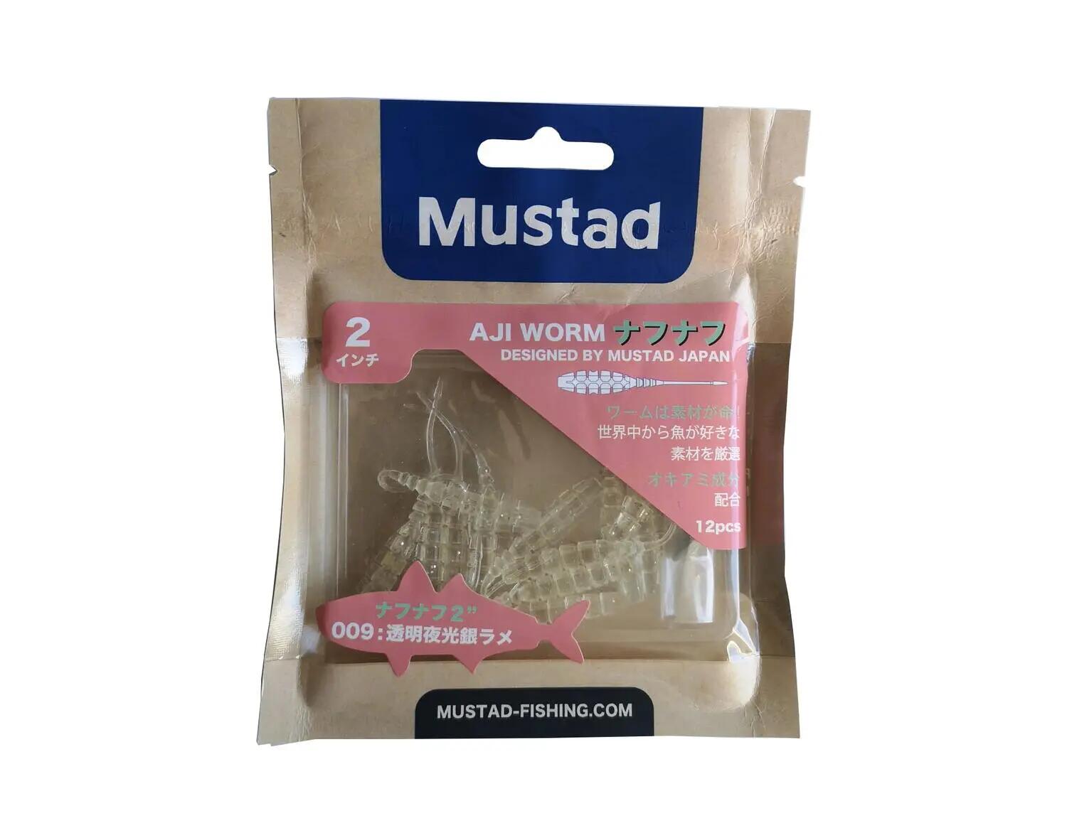 GRUB MUSTAD AJI MICRO NAF 5 CM CLEAR LUM/SILVER GLITTER, 10 BUC / PLIC 2/3