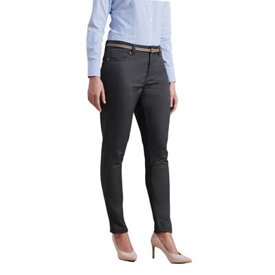 Dames performance denim look chino's (houtskool)
