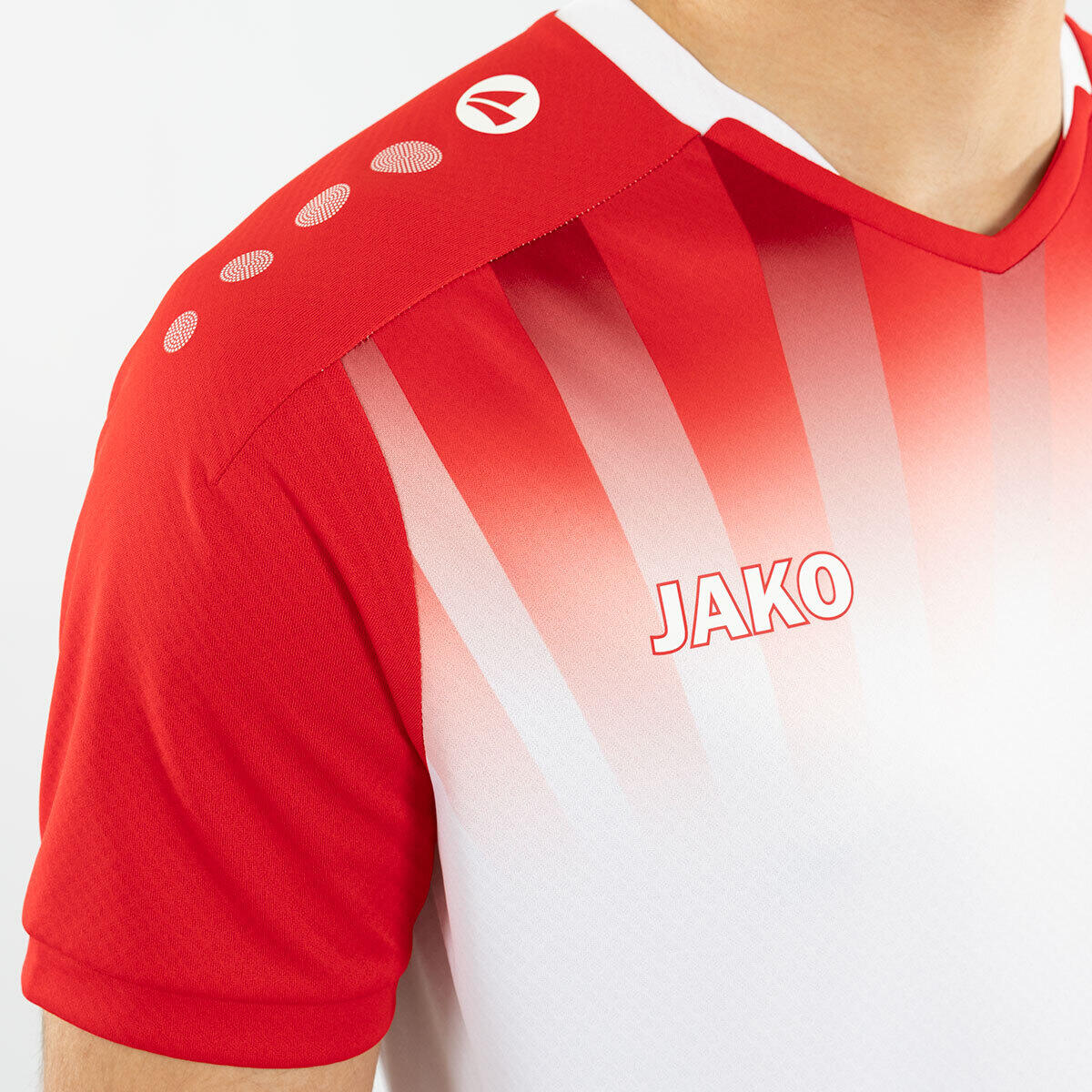 Jako Maillot Vintage Manches Courtes Hommes - Blanc / Rouge 4/5