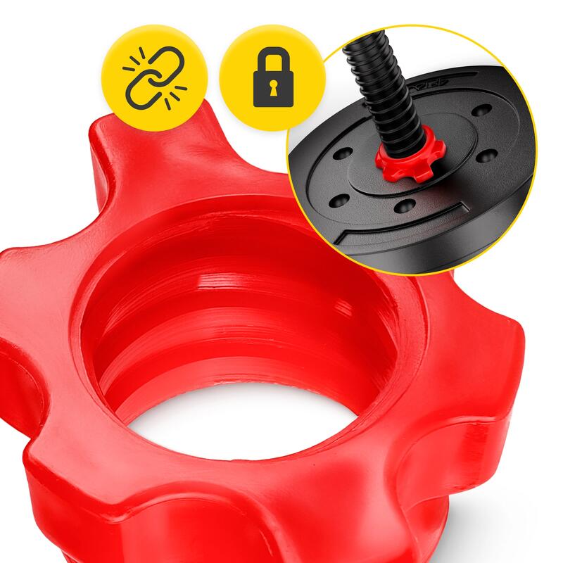 Cleme din plastic pentru bară 25 mm 2 buc. - roșii