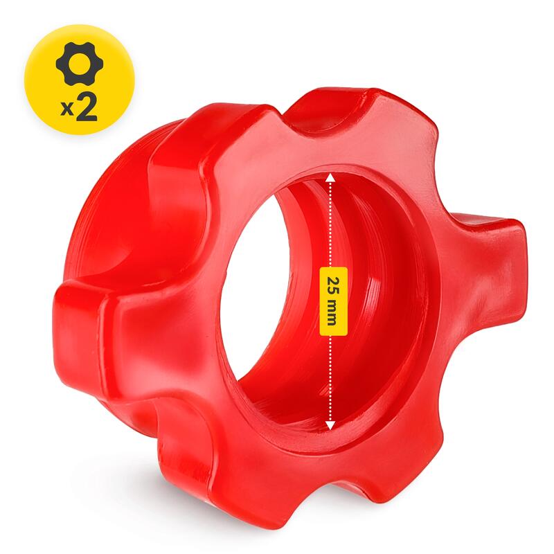 Cleme din plastic pentru bară 25 mm 2 buc. - roșii