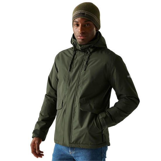 Veste Imperméable Isolante À Capuche STERLINGS Homme (Kaki Foncé)