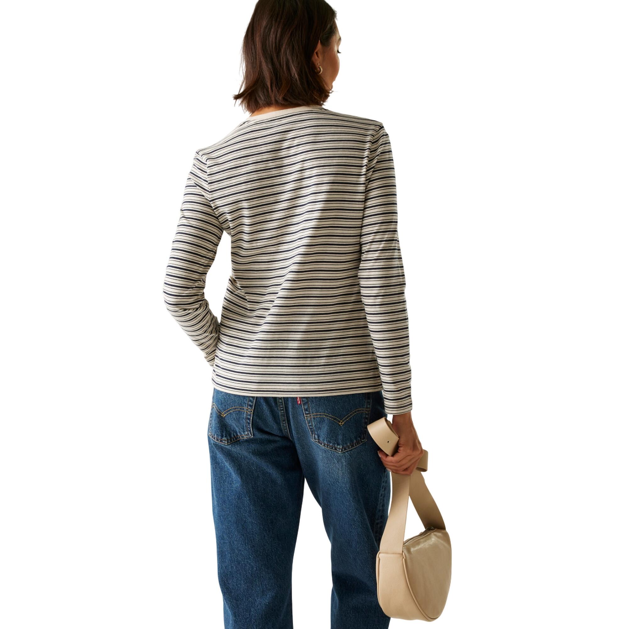 Womens/Ladies Federica Stripe LongSleeved TShirt (Light Vanilla/Navy) 4/5